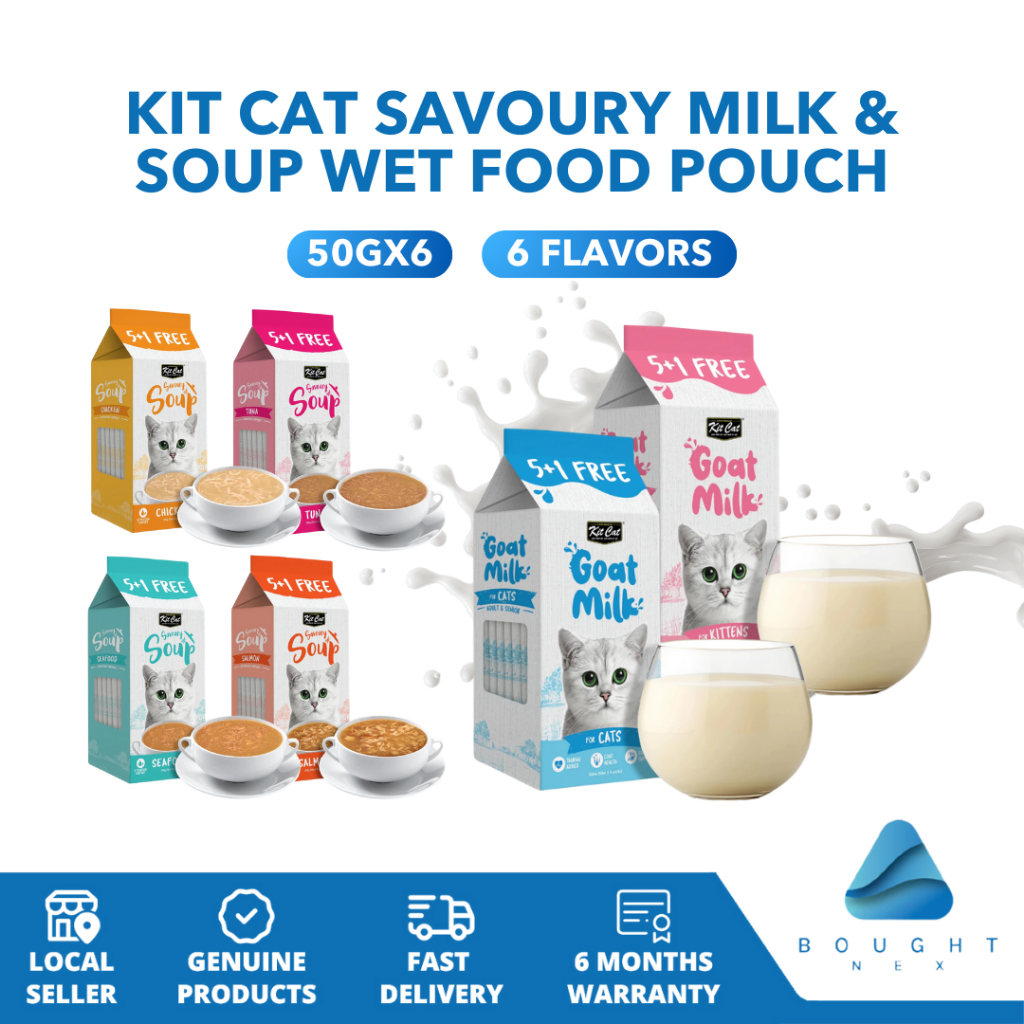 Kit Cat Savoury Milk & Soup Wet Food Pouch 50gx6 – Hydration Support ...