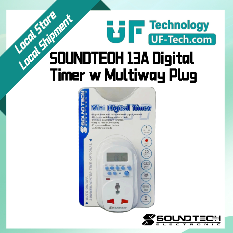 SOUNDTEOH 13A Digital Timer with Multiway Plug MDT-269 | Shopee Singapore