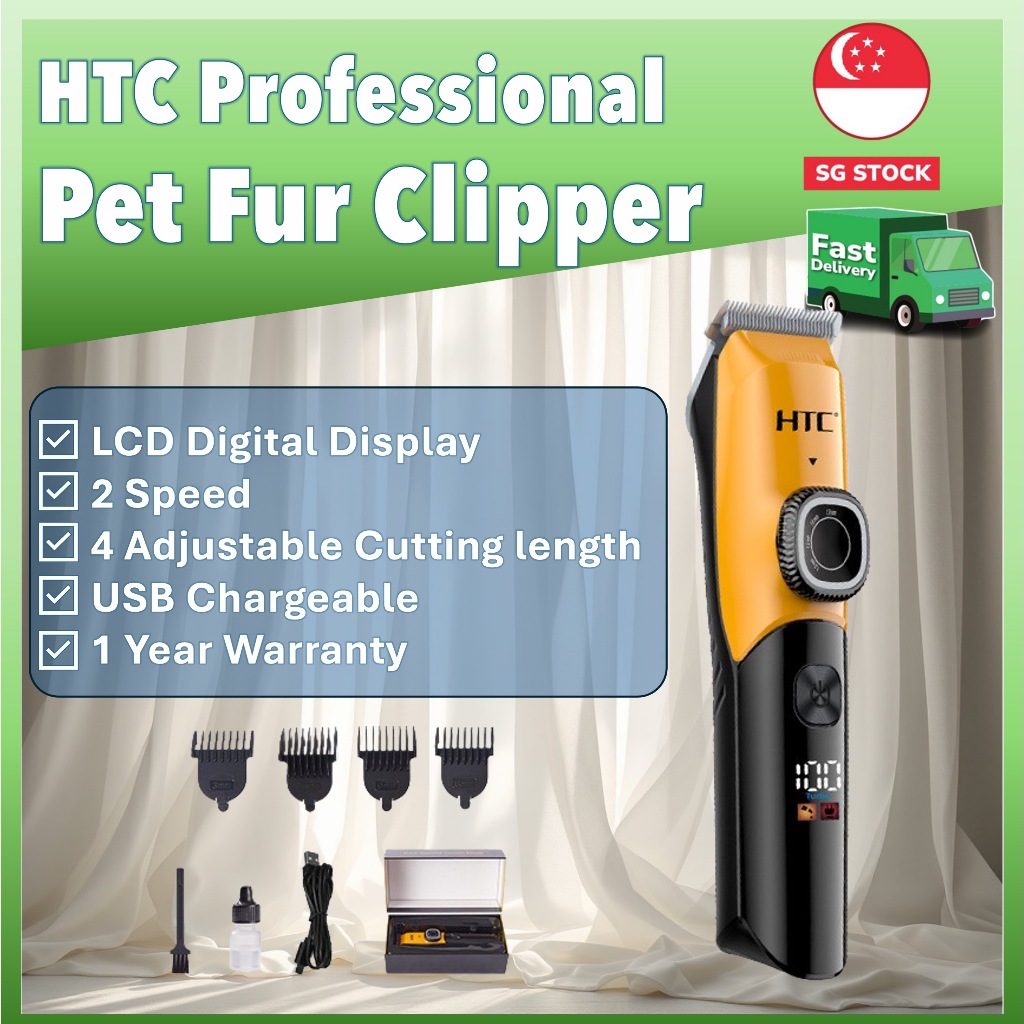 HTC Premium Pet Fur Clipper for Dogs & Cats Quiet Adjustable Cutting ...