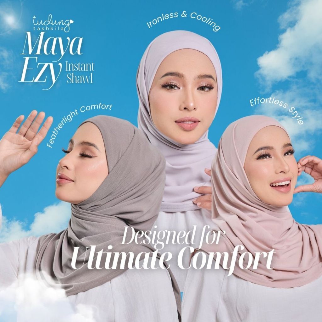 Style Tudung Shawl Maya Ezy Instant Shawl With Attached Inner