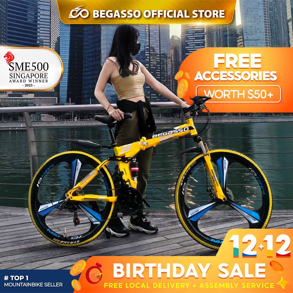 OFFICAL STORE BEGASSO 26 24 20in SHIMANO Foldable Mountain Bike 21 Speed Folding Bicycle Shopee Singapore