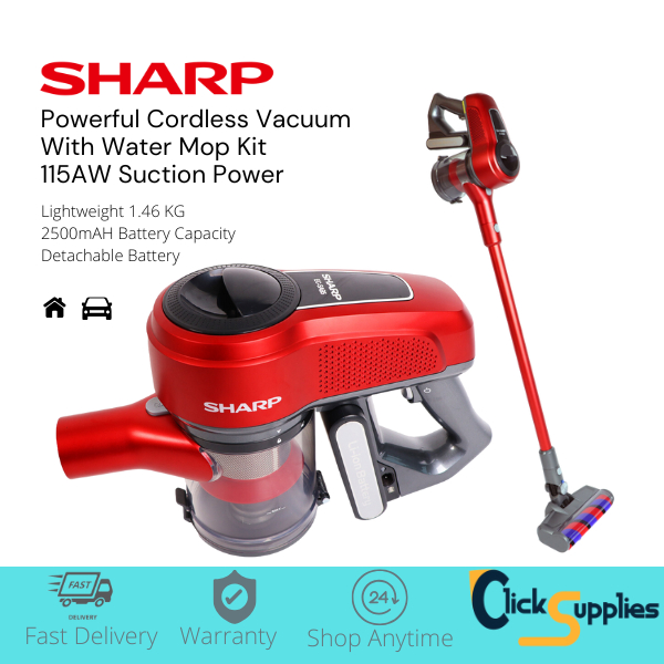 SHARP Cordless Vacuum with water mop CAR or HOME Powerful Suction 400W ...