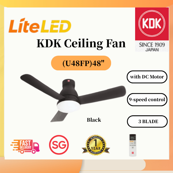 KDK Ceiling Fan (U48FP)/ DC MOTOR / TRI-TONE LED LIGHT/ WITH REMOTE ...