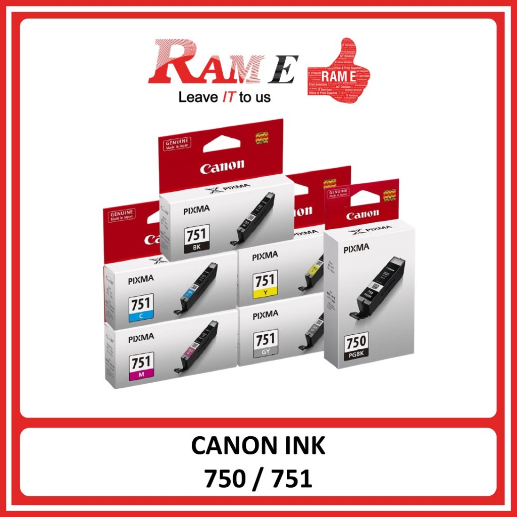 [ORIGINAL] Canon PGI-750 Black / CLI-751 Black Cyan Magenta Yellow Grey ...