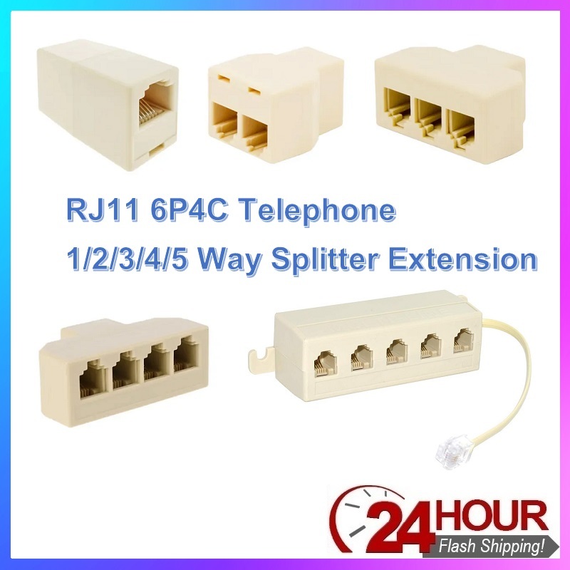 RJ11 6P4C Telephone 1/2/3/4/5 Way Splitter Extension 1 Female to 1/2/3 ...