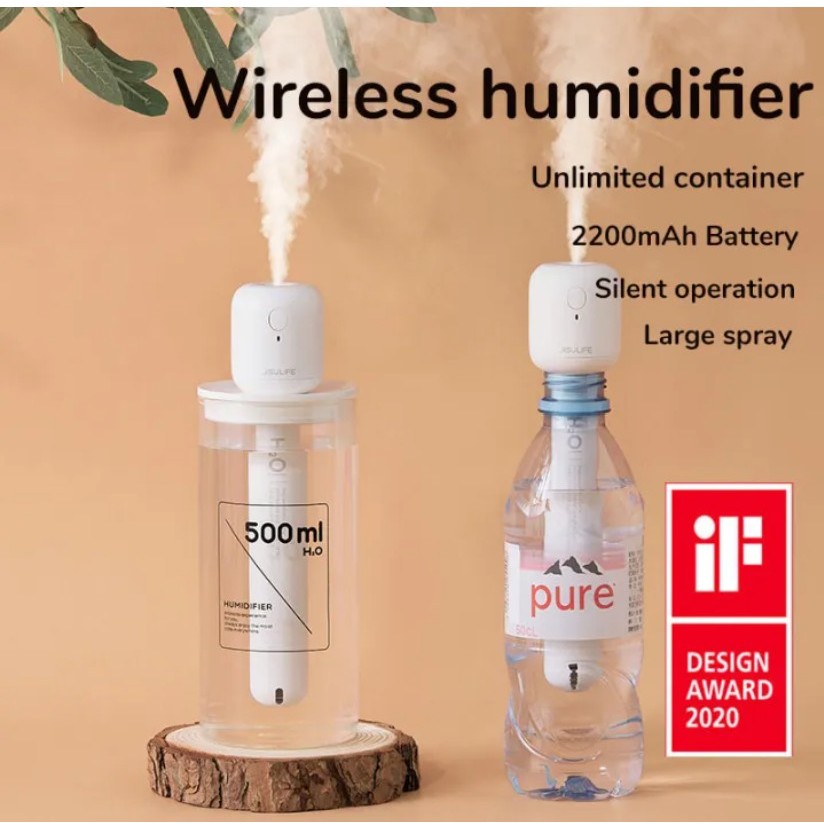 JISULIFE Portable Air Humidifier 2200mAh Rechargeable for Bedroom Car ...