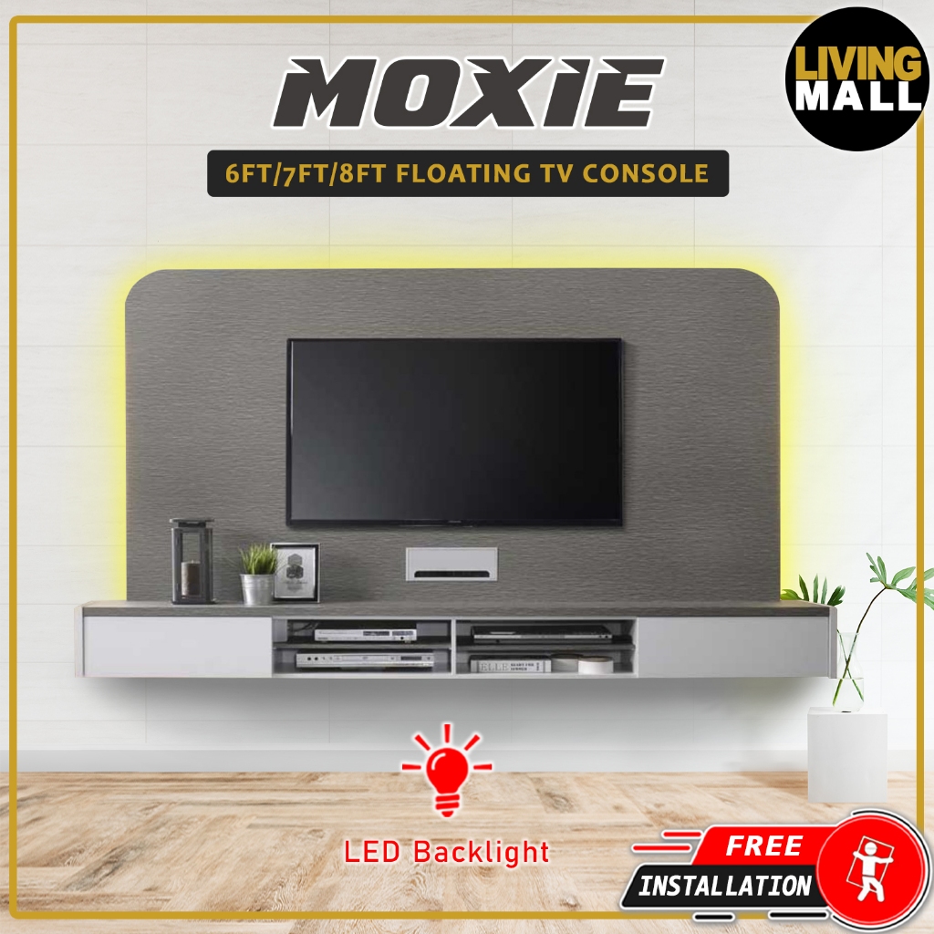 Living Mall Moxie 6ft/7ft/8ft Hanging TV Console Floating with LED ...