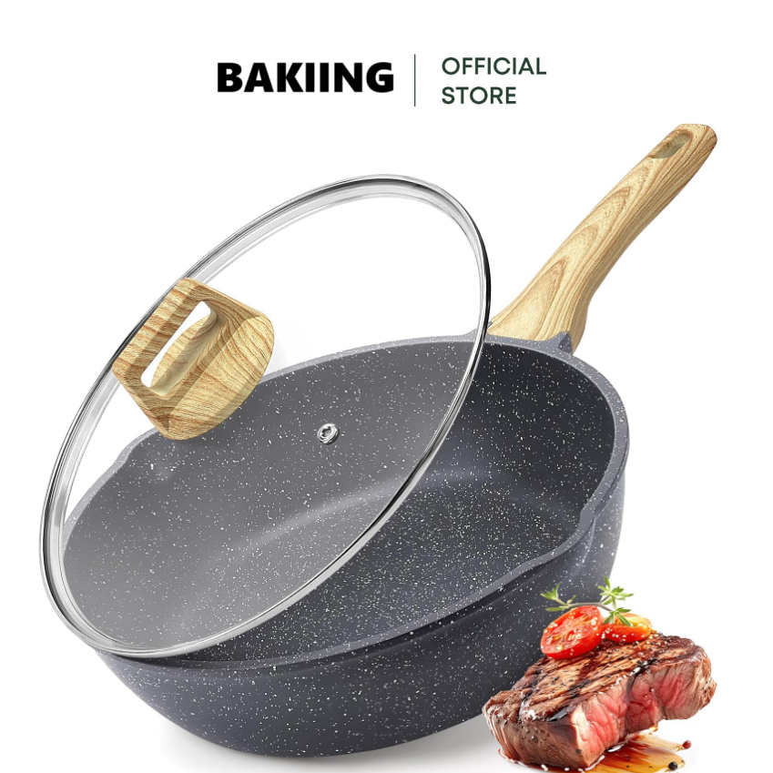 Non Stick Cookware Frying Pan,Fry pan With Lid And Spout PFOA Free ...