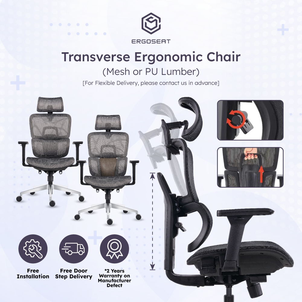 Ergoseat Transverse Ergonomic Home Office Chair With Backrest Lumber ...