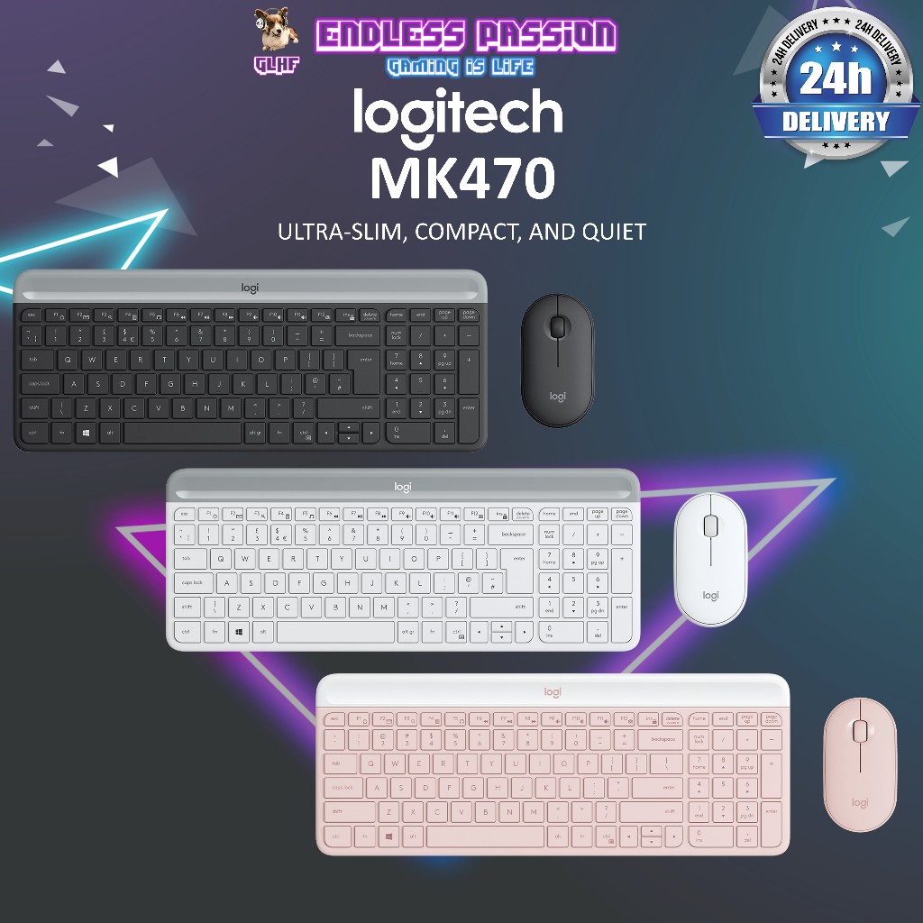 Logitech MK470 Slim, Compact and Quiet Wireless Keyboard and Mouse ...