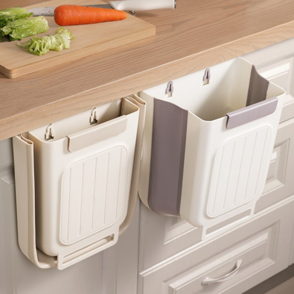Foldable Kitchen Hanging Rubbish Bin (No drilling/mounting needed ...