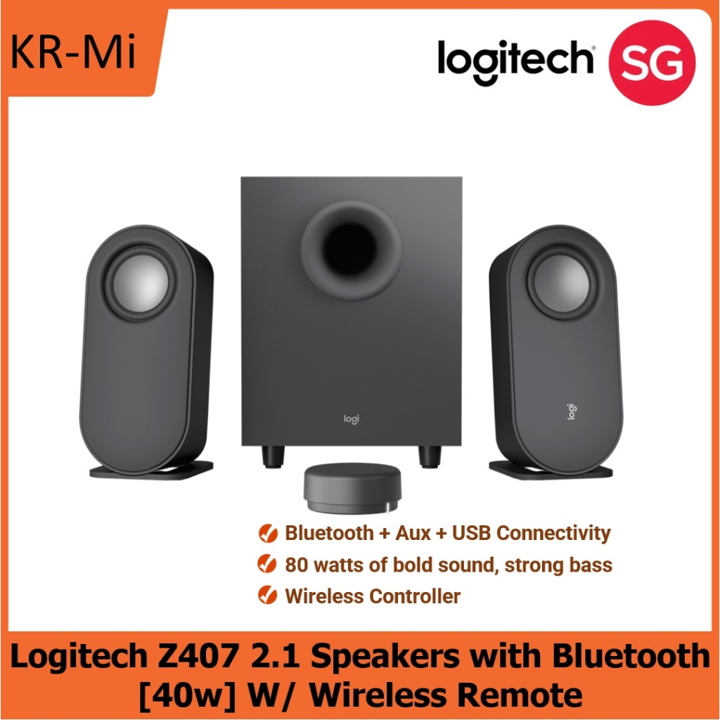 LOGITECH Z407 2.1 Speakers with Bluetooth [40w] W/ Wireless Remote (1 ...