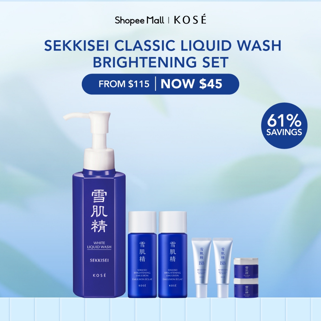 [1-17 May Exclusive] Kose Sekkisei Classic Liquid Wash Brightening Set ...