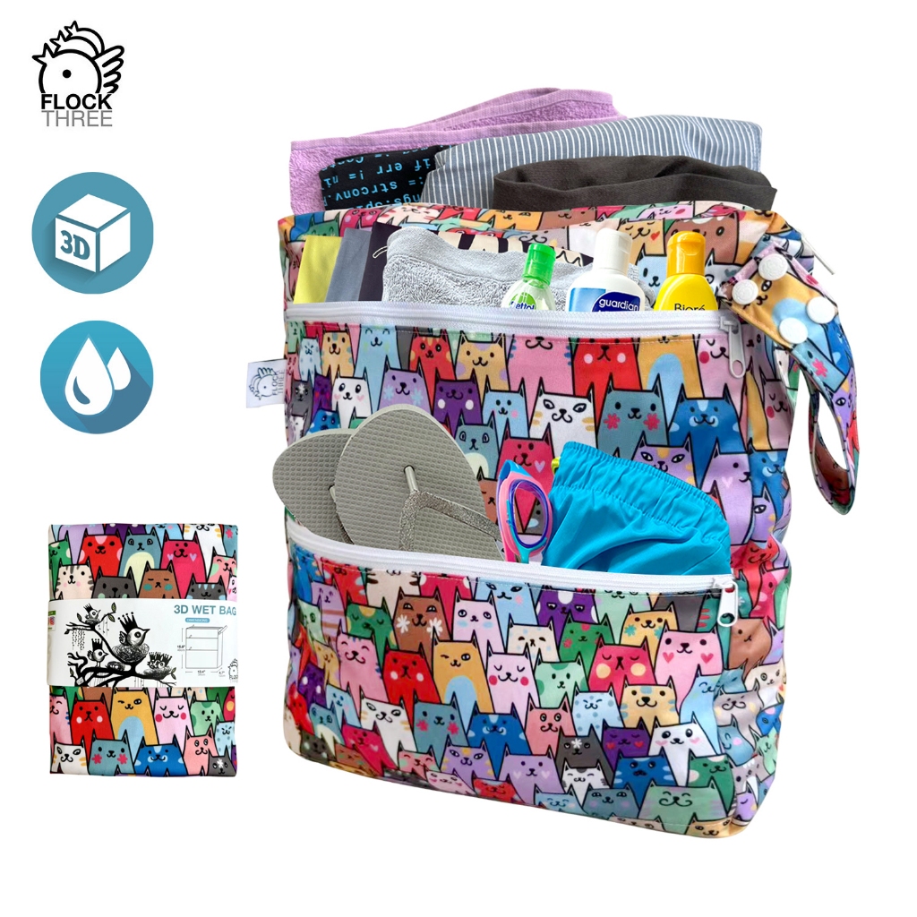 Flock Three 3D Waterproof and Washable Wet Bag Luggage Organiser for ...