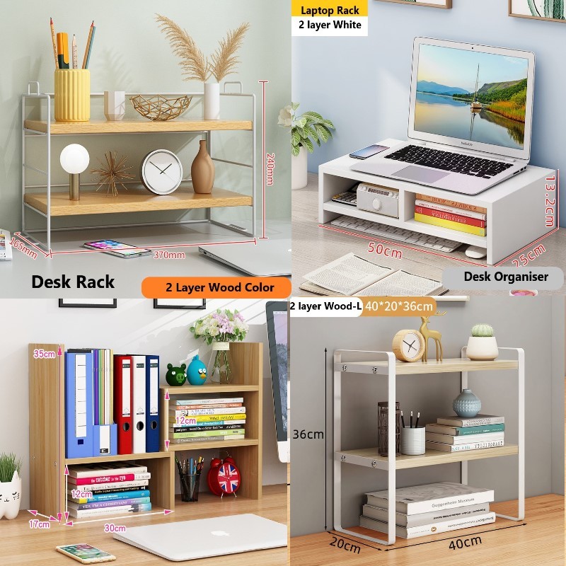 Desk Rack Shelf Monitor Laptop Stand Office Desk Organisers Book Shelf ...