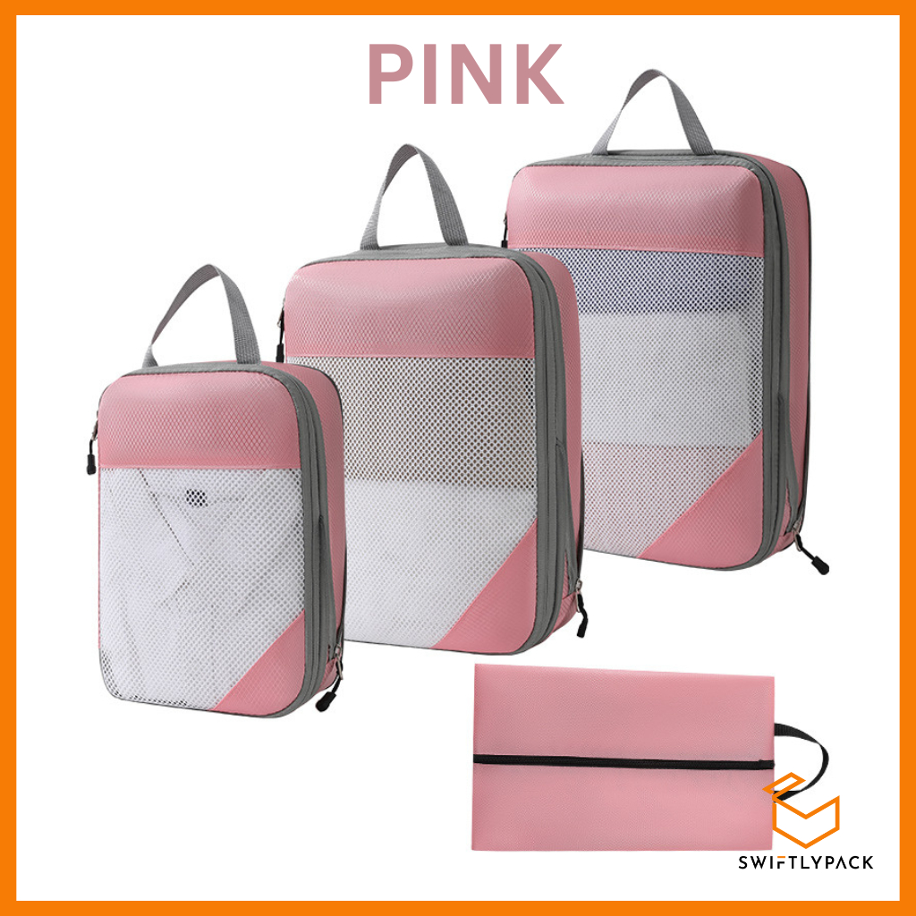 4Pcs Compression Travel Packing Cube Set/ 4pcs Luggage Organiser