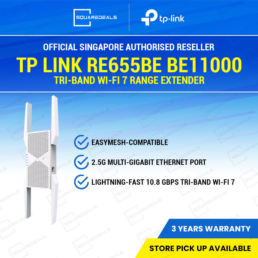 TP Link RE655BE BE11000 Tri-Band Wi-Fi 7 Range Extender | Shopee Singapore