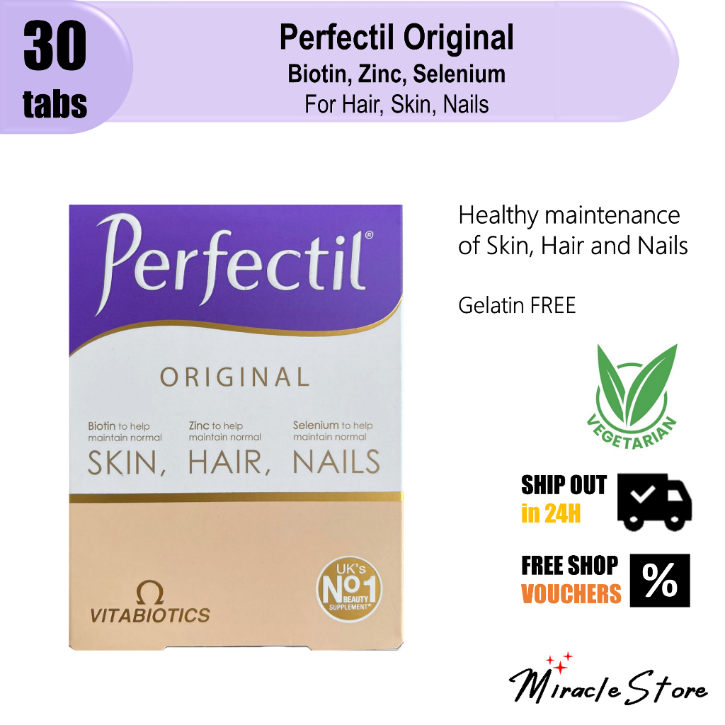 Vitabiotics Perfectil Original 30tabs Biotin Zinc Selenium Skin Hair ...