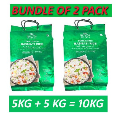 Royal King Long Grain Basmati Rice 5kg + 5kg (Pack of 2) | Shopee Singapore