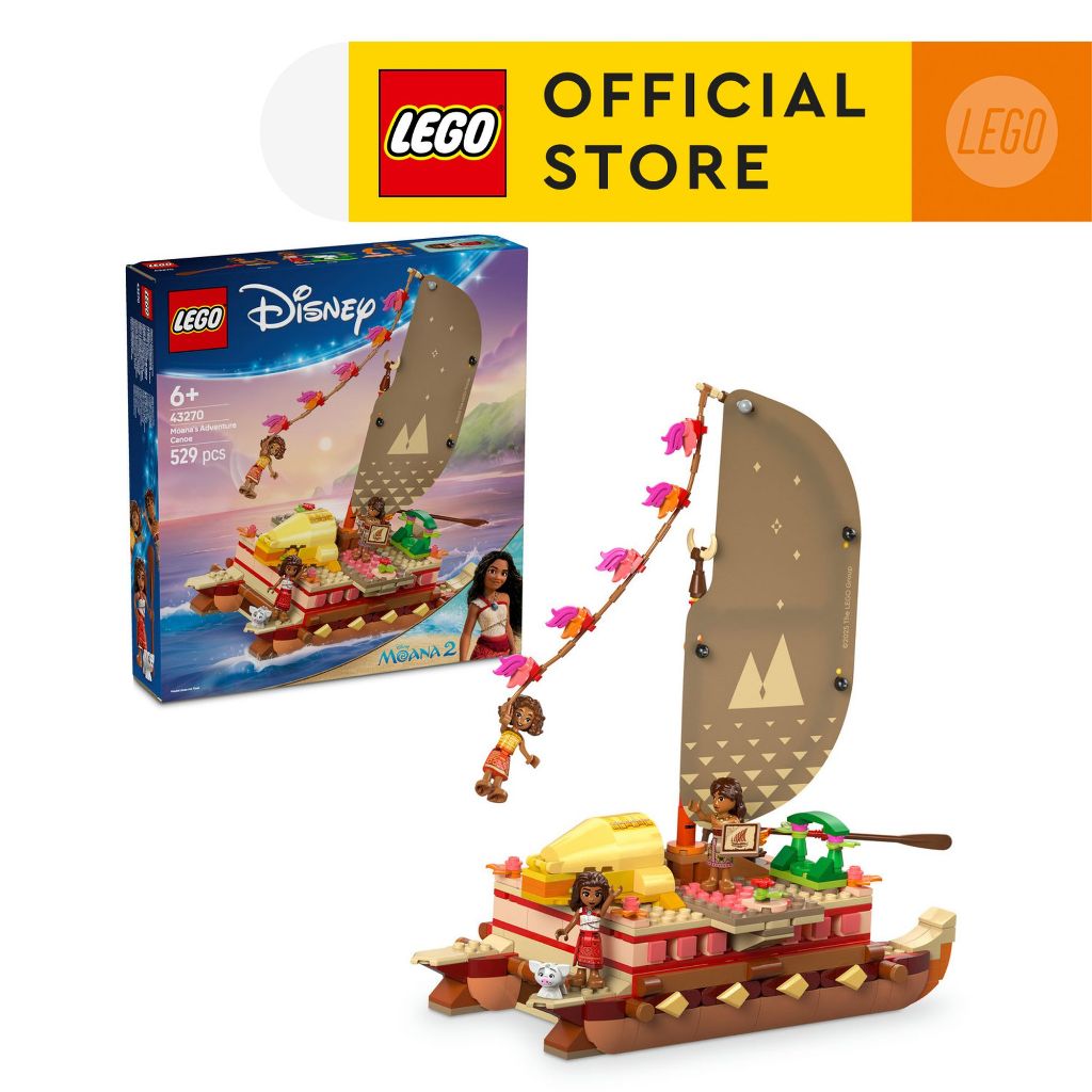 LEGO Disney Princess 43270 Moana's Adventure Canoe (529 Pieces ...