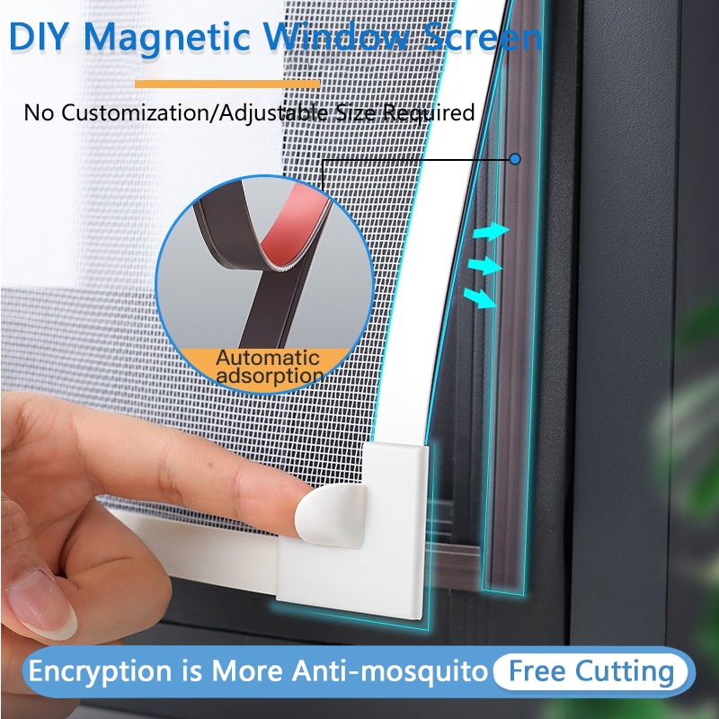 🌈SG stock🌈Adjustable Magnetic Window Screen DIY Anti Mosquito Net Mesh ...