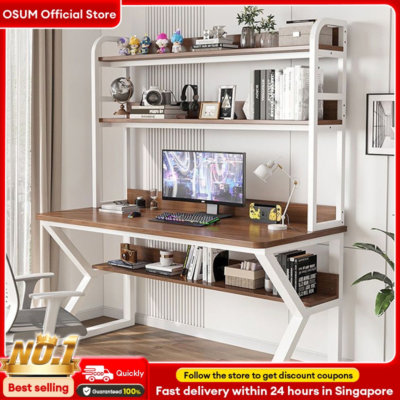 Students with bookshelf learning tables Computer Table Work Desk Wood ...