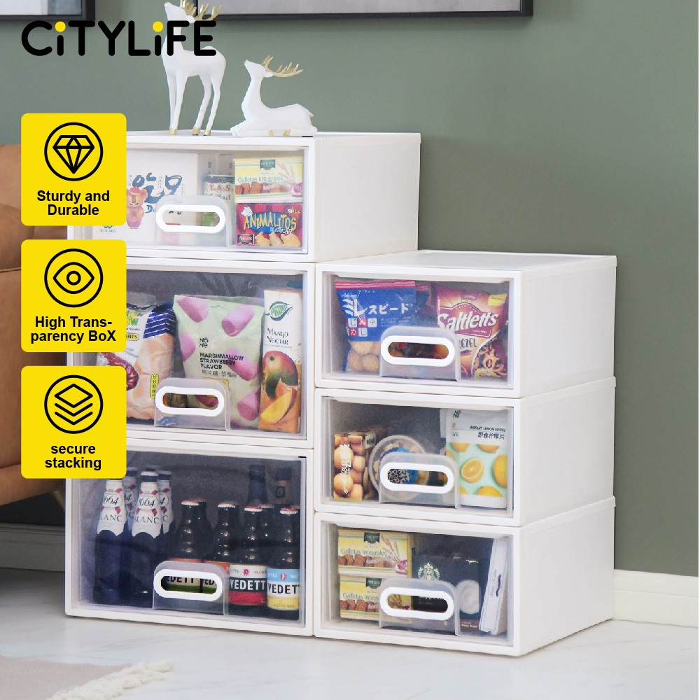 Citylife 19L Stackable Storage Drawer Plastic Container box Home ...