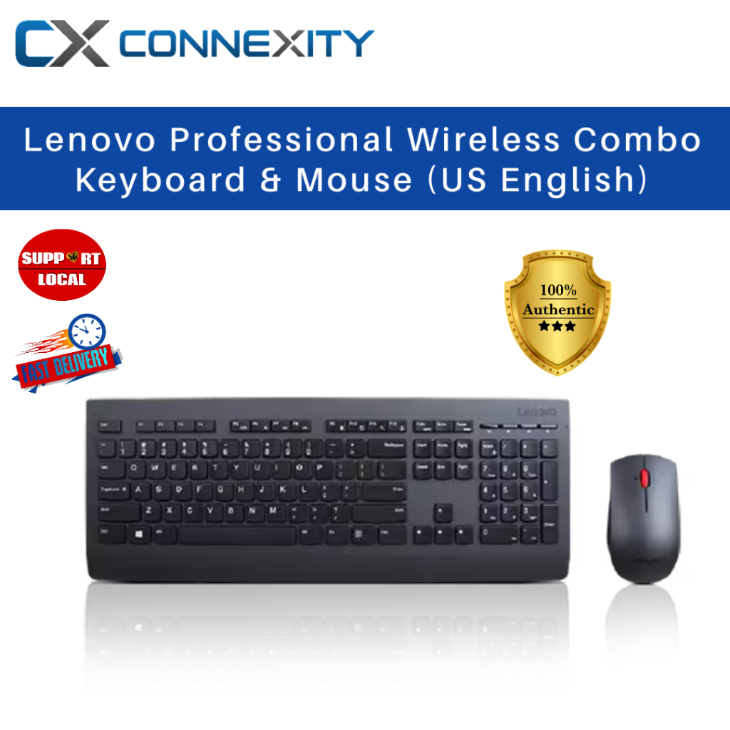 Lenovo professional wireless combo keyboard mouse us english lenovo