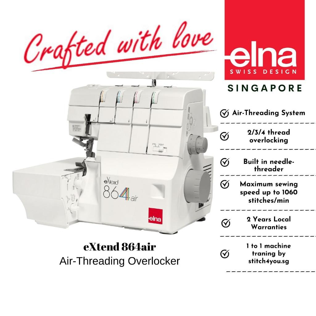 (1 to1 Training,Swiss Designed)Elna 864 Air Threading Overlocking ...