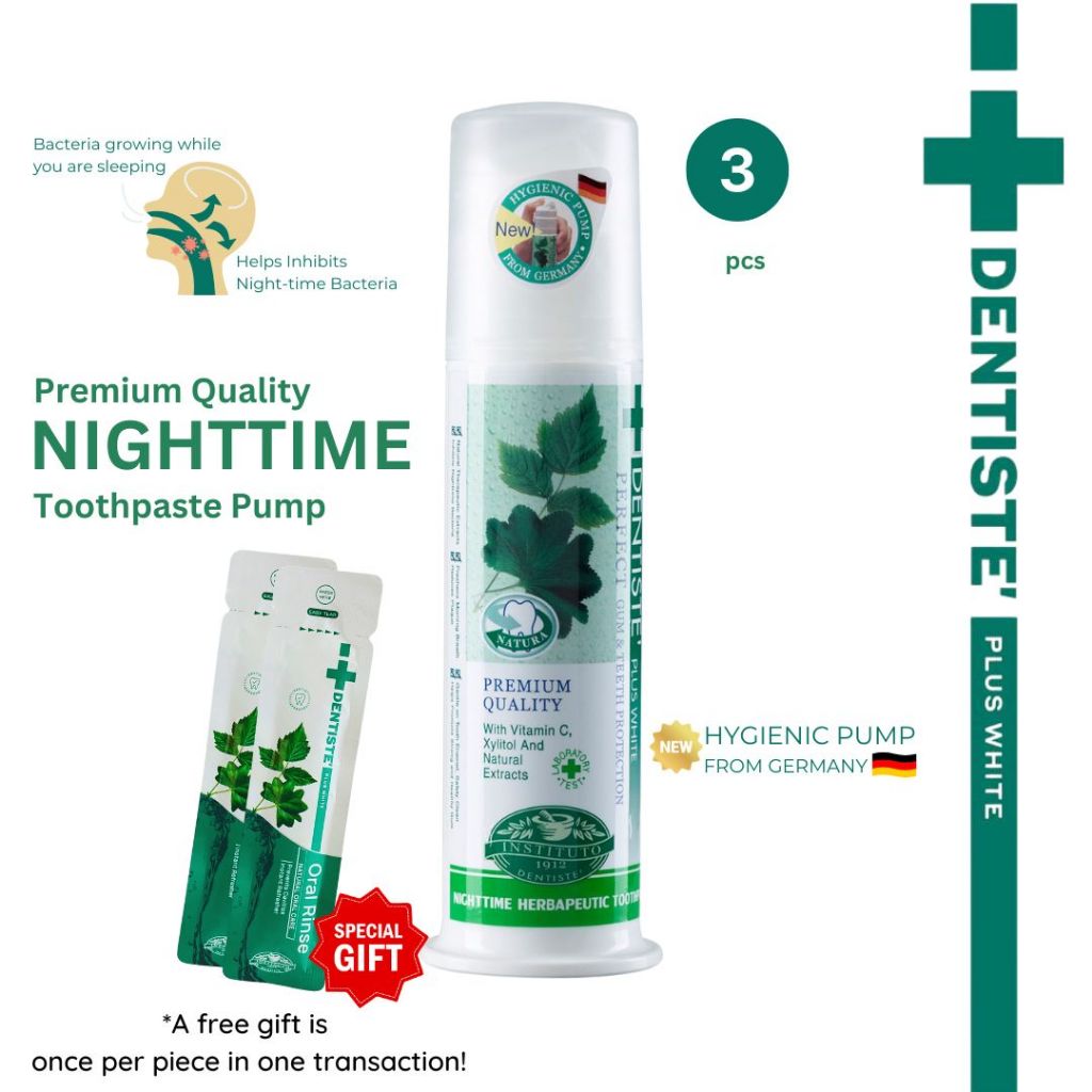 Dentiste Nighttime Toothpaste Pump 120g+Free Oral Sachets | Shopee ...
