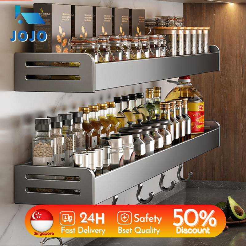 JOJO Stainless Steel Wall Mounted Spice Rack | Kitchen Organiser for ...
