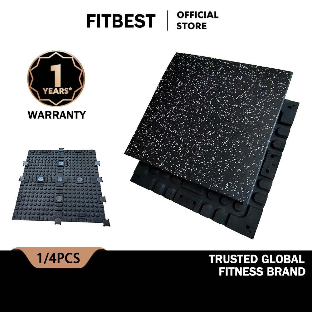 FITBEST Lock Connection Rubber Gym Floor Mat, Heavy Exercise Fitness ...