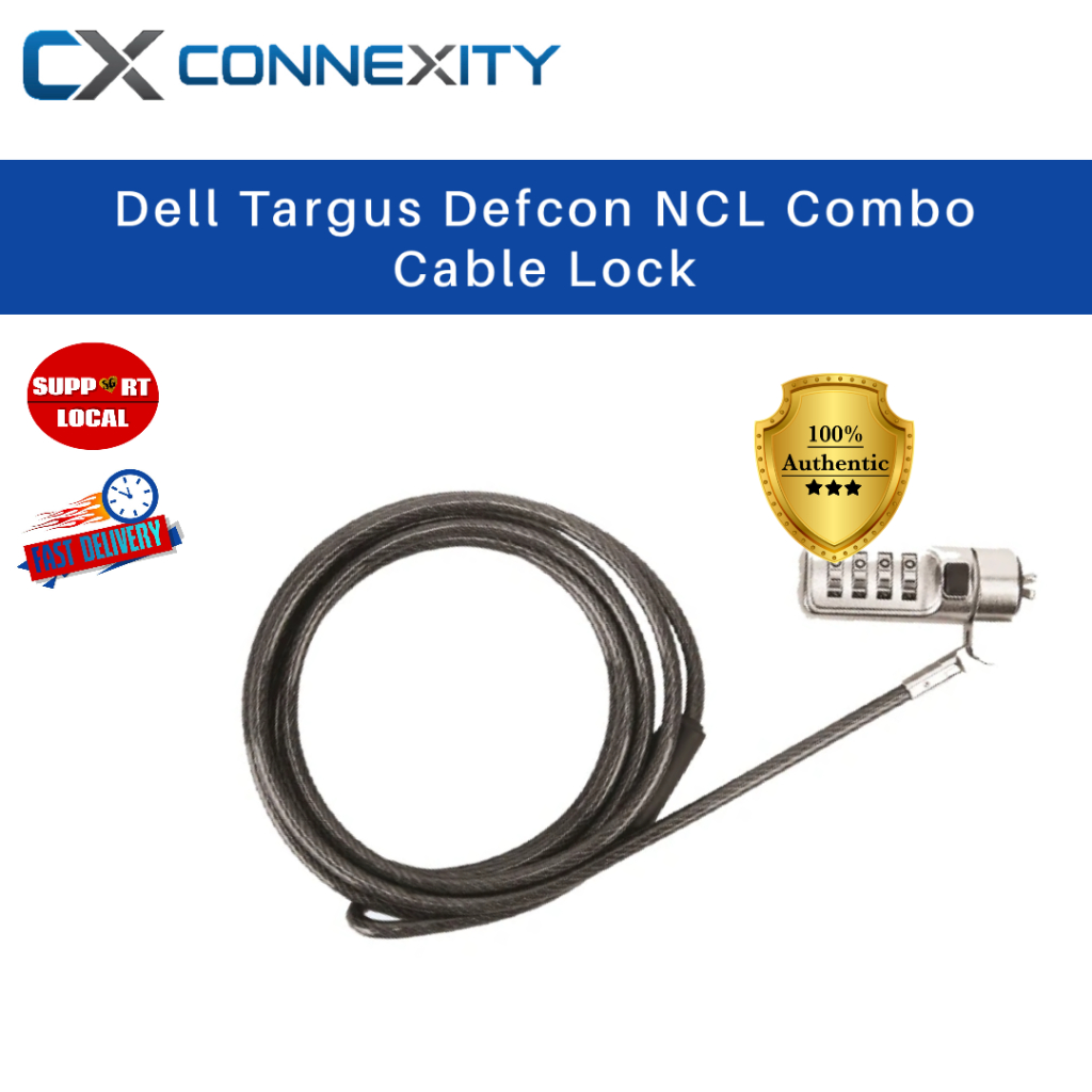 Dell Targus Defcon NCL Combo Cable Lock 470-ACKG Dell Laptop Lock Cable ...