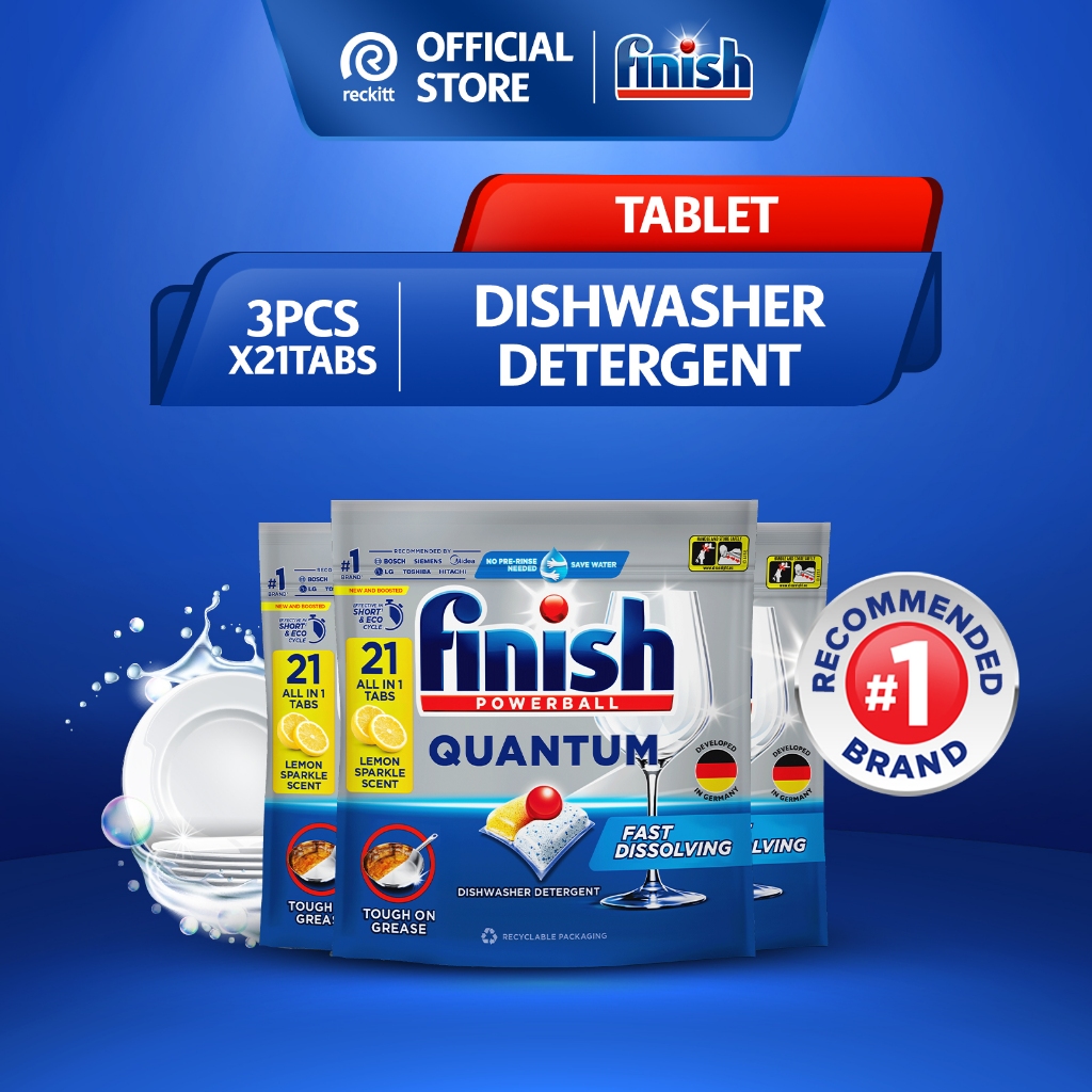 Finish Dishwasher Detergent Tablet All In One Quantum 21 tabs Bundle of ...