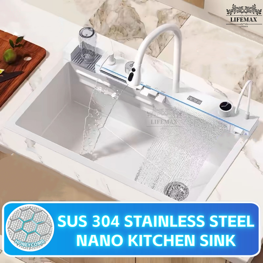 [SG Seller]304 Stainless Steel Whole Washbin Embe Kitchen White ...