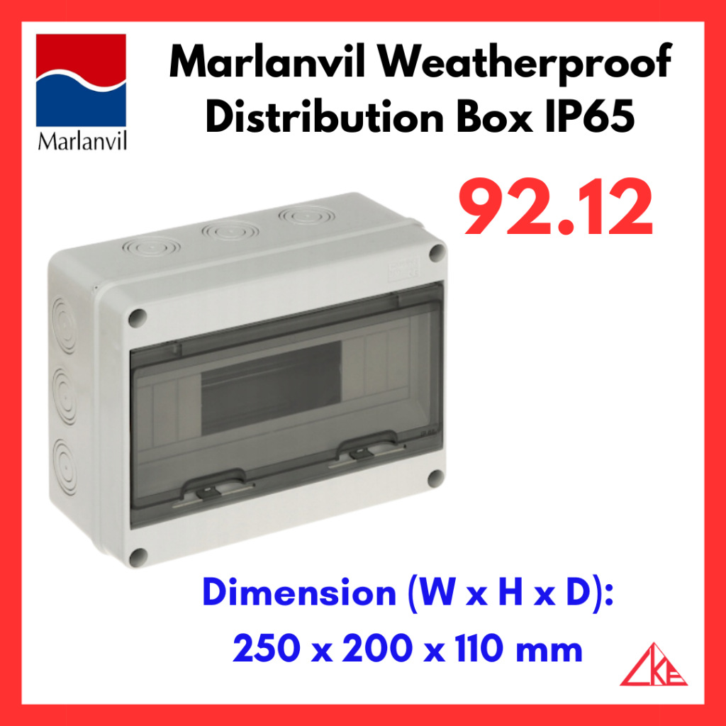 Marlanvil Weatherproof Distribution Box 92.12 (250x200x110 mm) Up to 12 ...