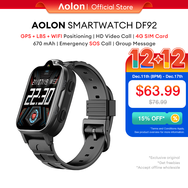 Aolon DF92 Kids Smart Watch 4G HD Video Call WIFI Sim Card Network GPS Tracking Anti Lost Camera Children Smartwatch