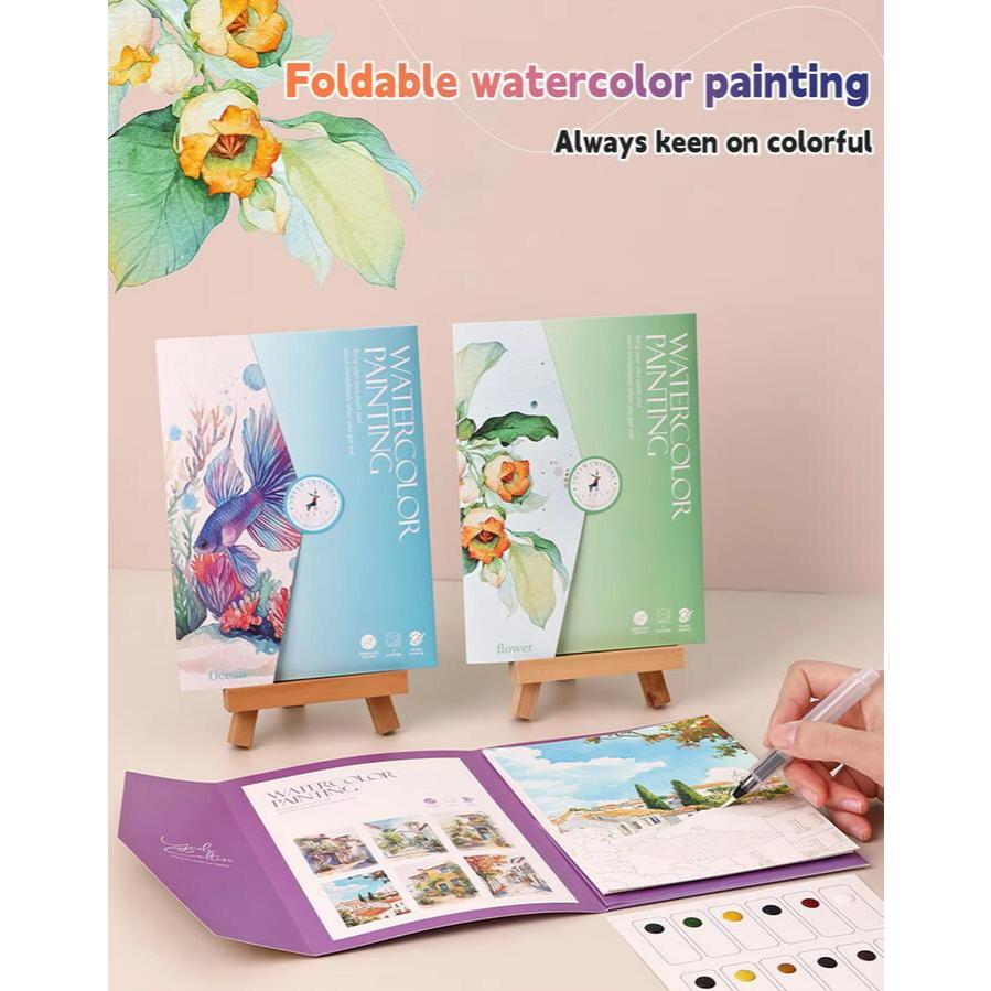 12-Color Solid Paint Watercolor Painting Set Creative Coloring Book ...