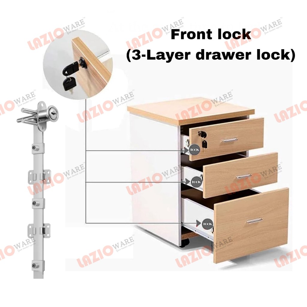 Multi Drawer Front Lock for 3 Drawers With Aluminium Bar | Shopee Singapore