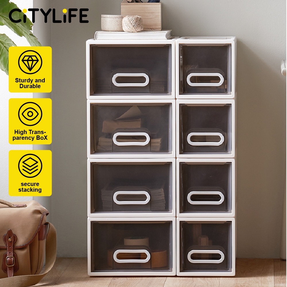 Citylife 15L Stackable Storage Drawer Plastic Container box Home ...
