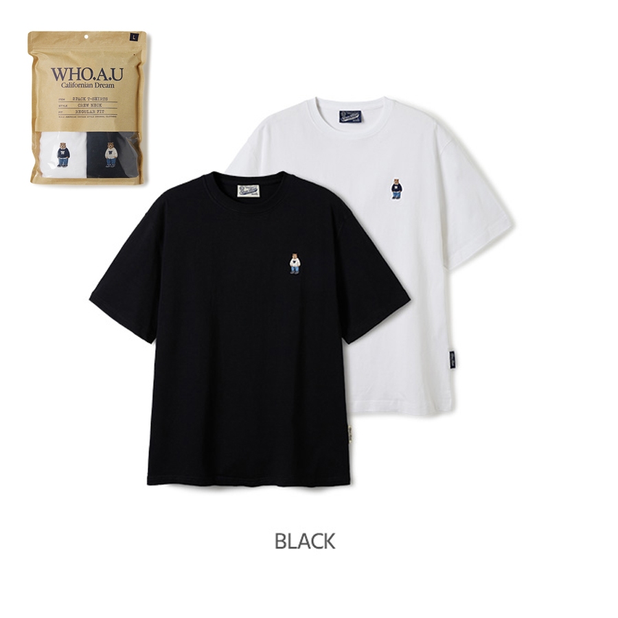 WHO.A.U] 2PACK Steve Solid T-shirt | WHRAF2351U | Shopee