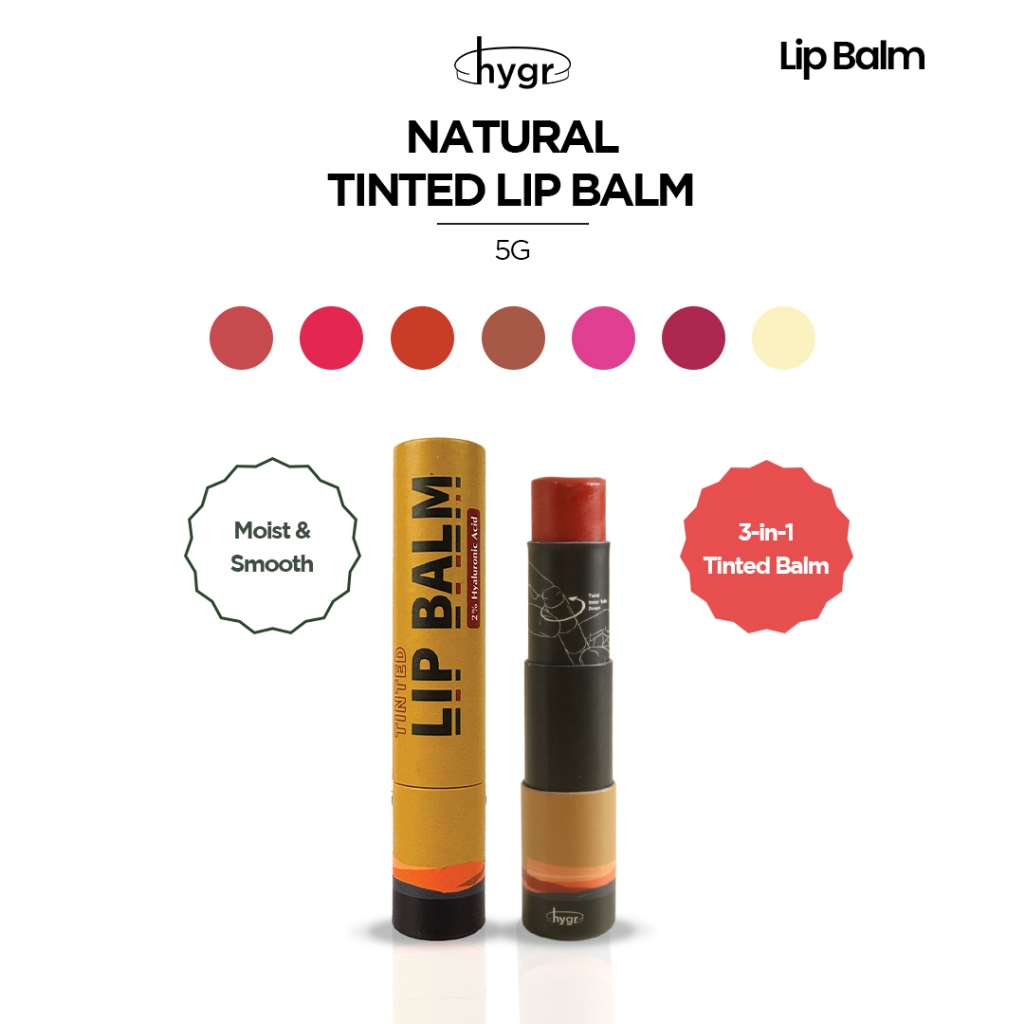 Hygr Natural Tinted Lip Balm in Papertube Packaging + 2% Hyaluronic ...