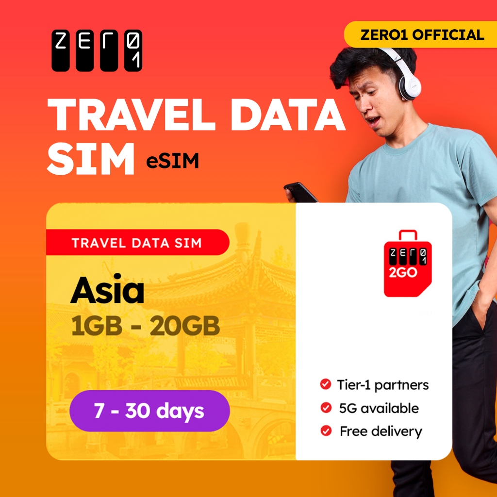 Asia eSIM Card 7 - 15 days 1GB - 5GB Data | 4G/5G | Zero1 2GO full ...
