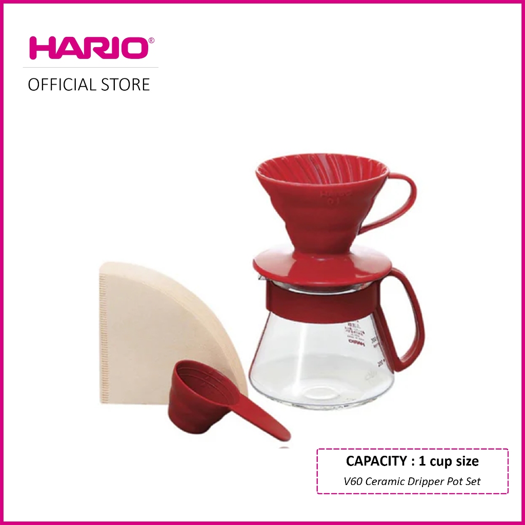 Hario V60 Ceramic Dripper Pot Set 01 Red - VDS-3012R | Shopee Singapore