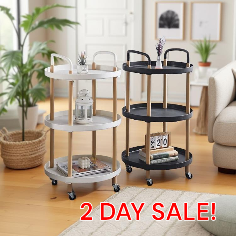 Kitchen Storage Trolley Rack Organiser Coffee Side Table Round ...