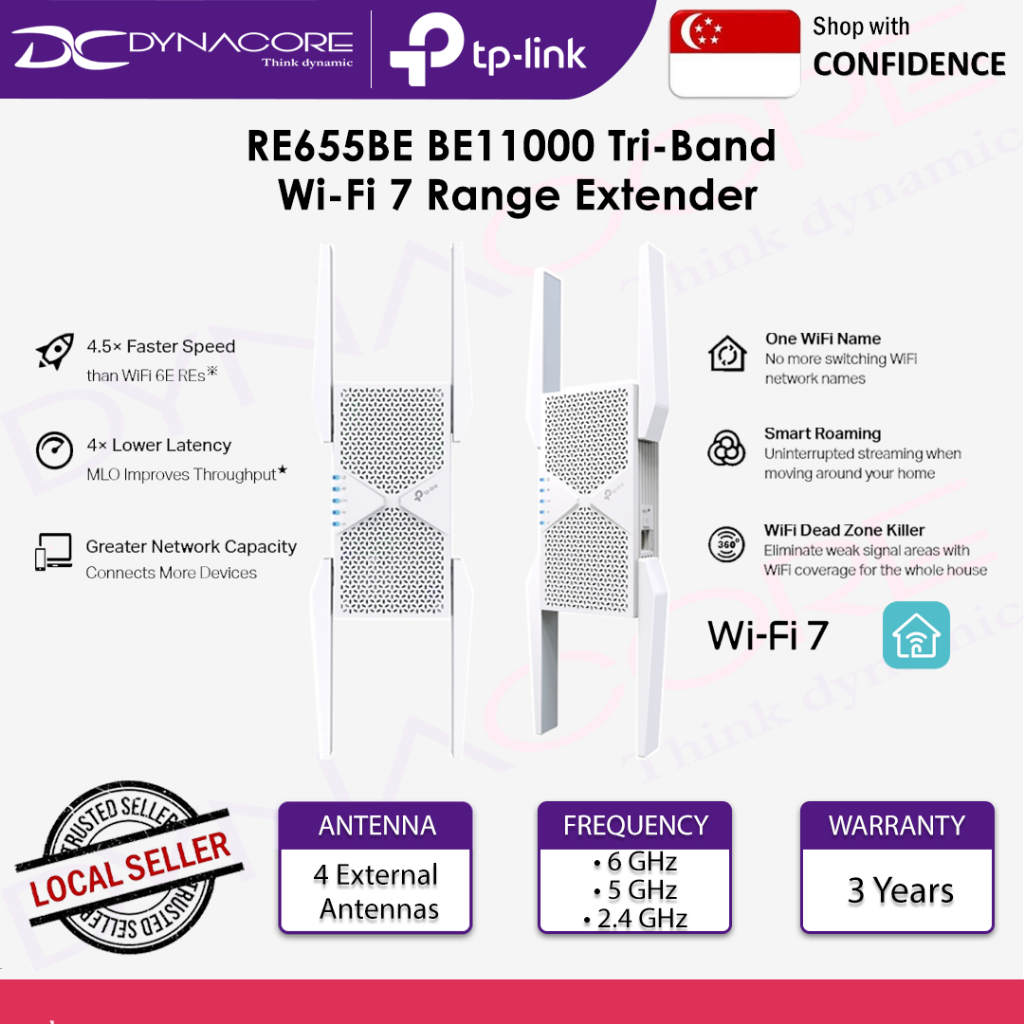 TP-Link RE655BE BE11000 Tri-Band Wi-Fi 7 Range WiFi7 Extender | Shopee ...