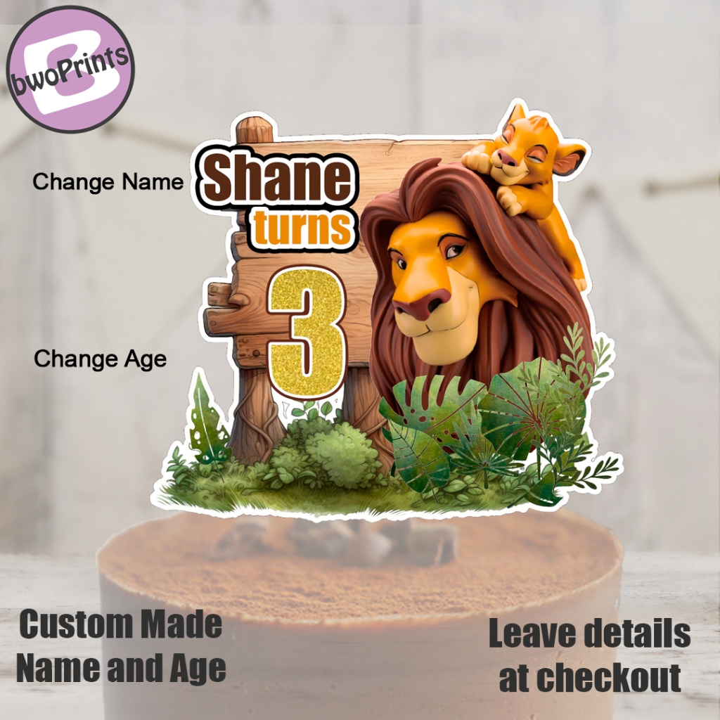 Lion King Cake Topper Cupcake Toppers Banner Happy Birthday Party Gift ...
