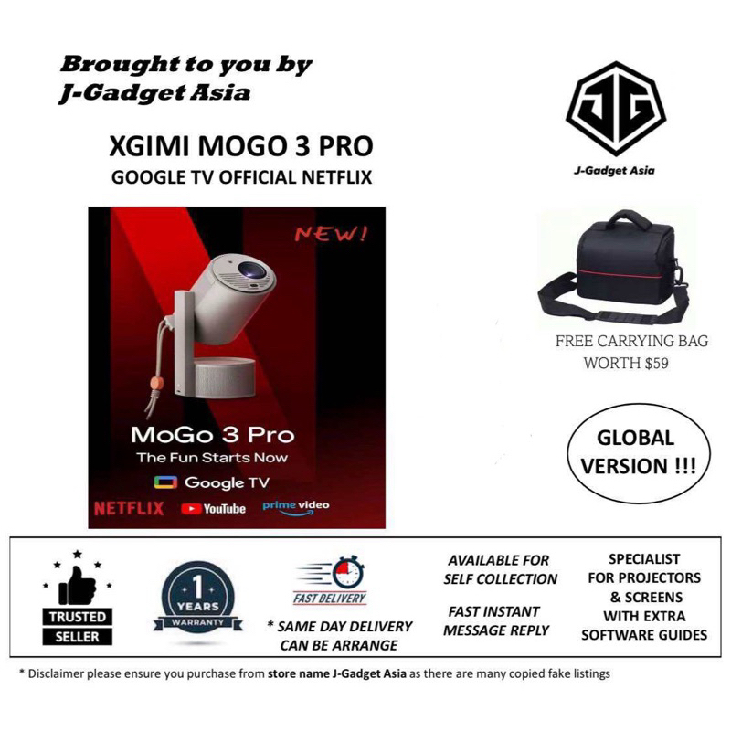 XGIMI MOGO PRO GOOGLE TV WITH OFFICIAL NETFLIX FHD1080P