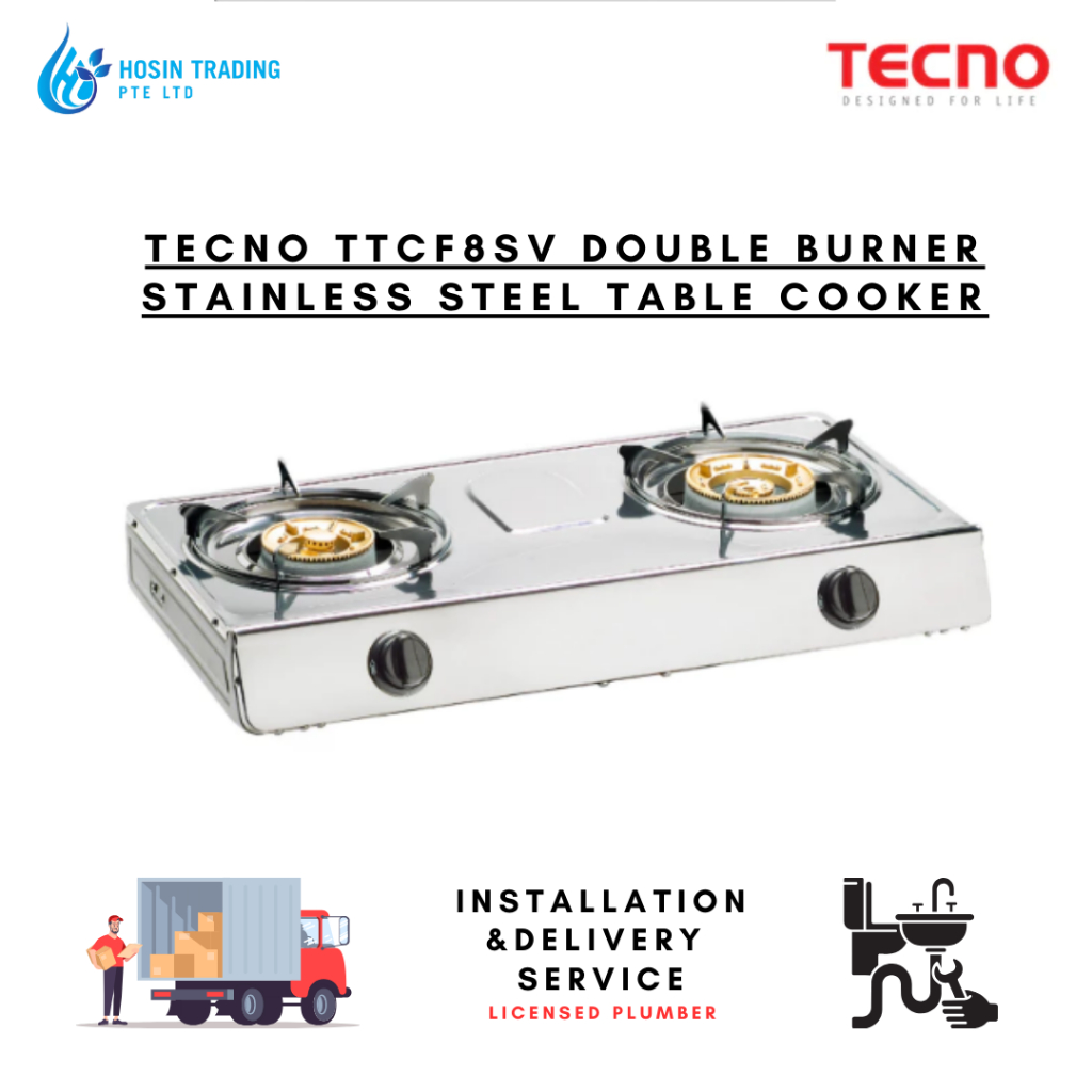 TECNO TTCF8SV / TTC 0328SV DOUBLE BURNER STAINLESS STEEL TABLE COOKER ...
