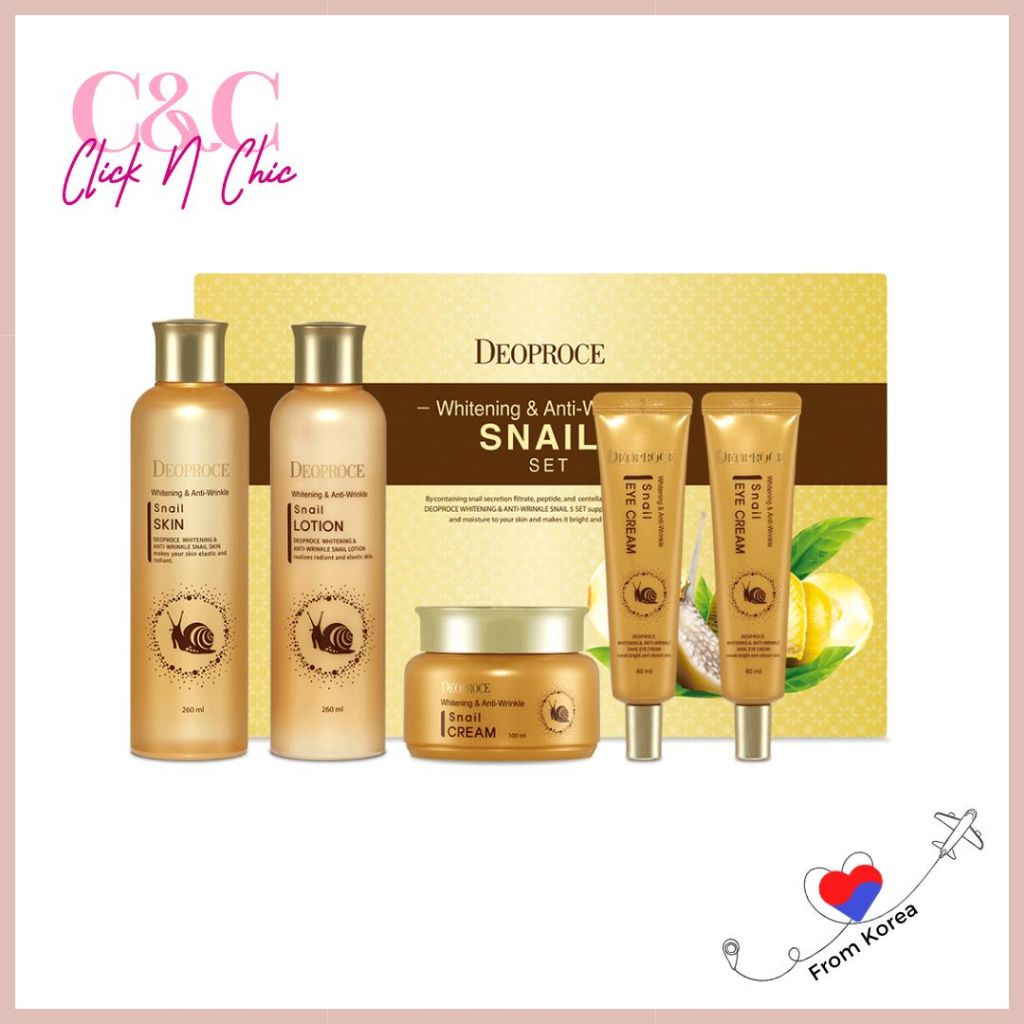DEOPROCE Whitening and Anti-wrinkle Snail 4 Pieces Set | Shopee Singapore
